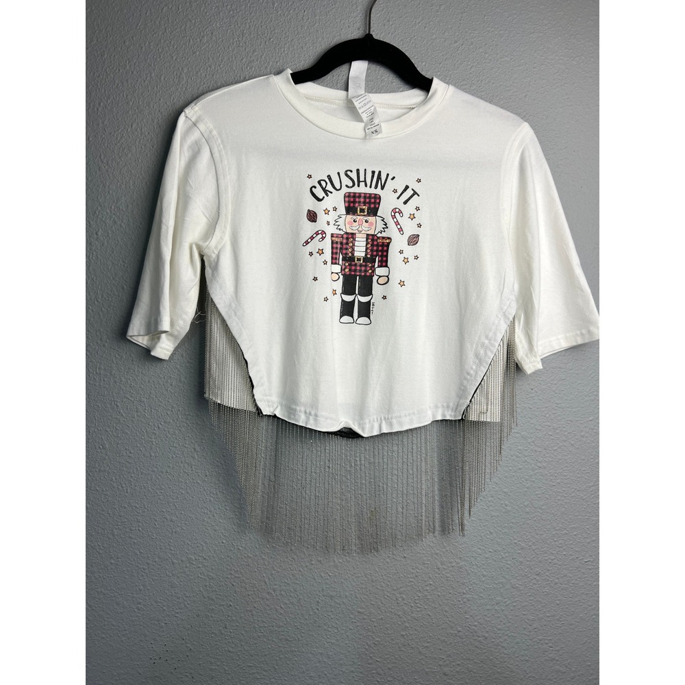Lucky & Blessed Life Nutcracker Crushin It Metal Fringe Western Graphic Tee XS